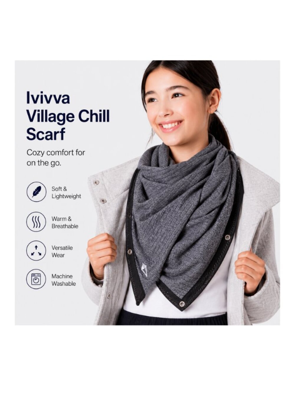 Ivivva Girl by Lululemon 🍋Village Chill Scarf Infinity grey herringbone
